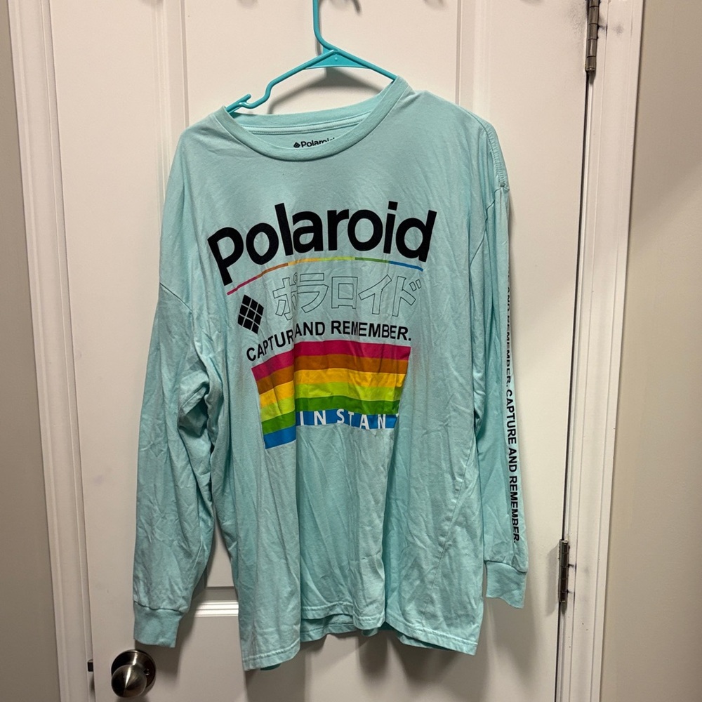 Polaroid Kids Light Mint Long-Sleeve Graphic Tee with Rainbow xxl